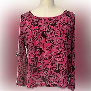 Jones New York Pink and Black Swirl Blouse